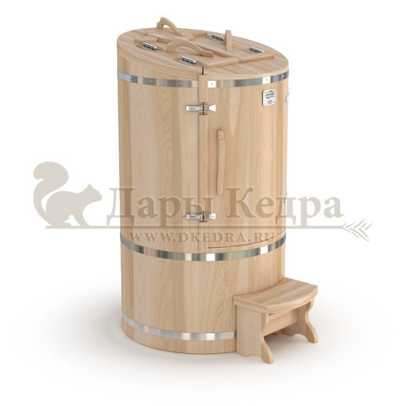Кедровая бочка (фитобочка) круглая со скосом «Профессиональная» Кедровая бочка (фитобочка) круглая со скосом «Профессиональная»
