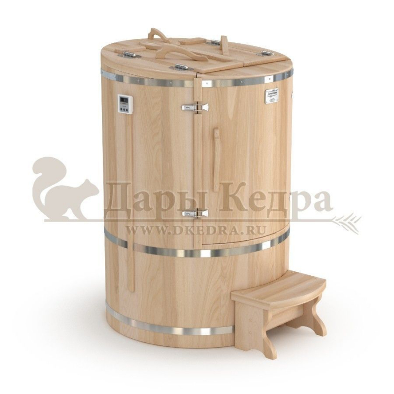 Кедровая бочка (фитобочка) круглая со скосом «Двухрежимная Профессиональная» Кедровая бочка (фитобочка) круглая со скосом «Двухрежимная Профессиональная»